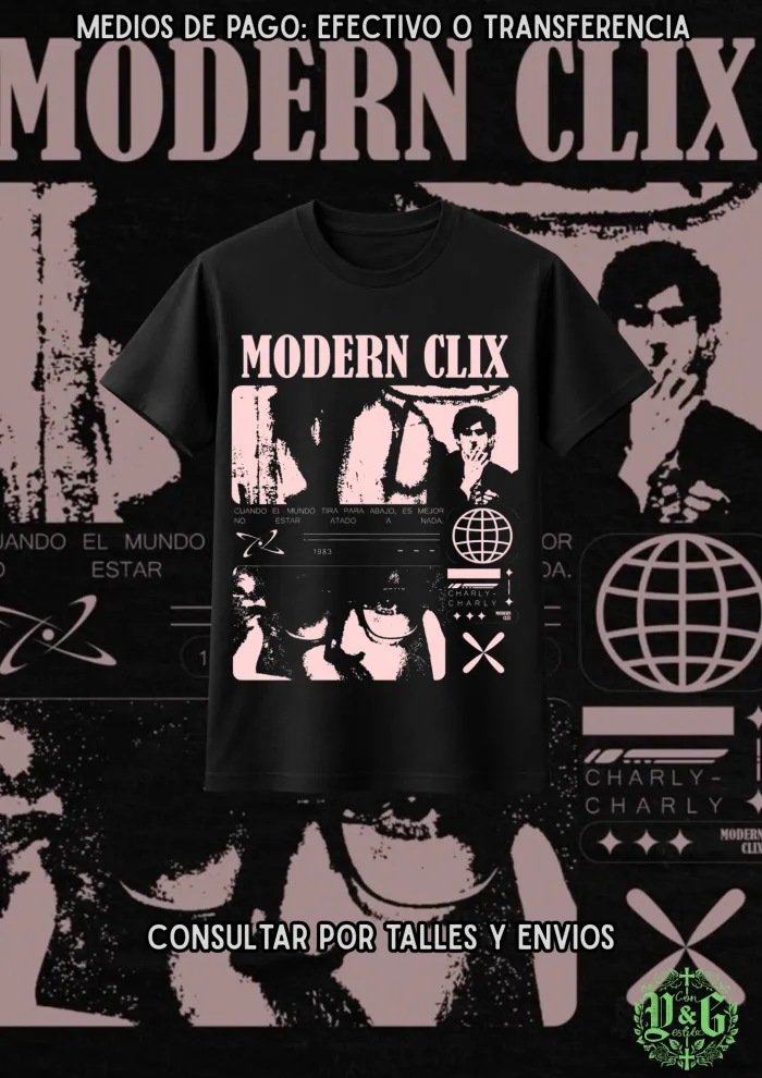 Remera Charly García - Modern Clix (tapa disco) 