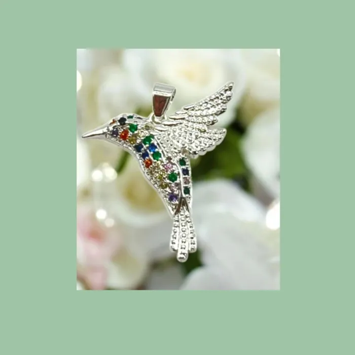 Dije colibri Acero blanco