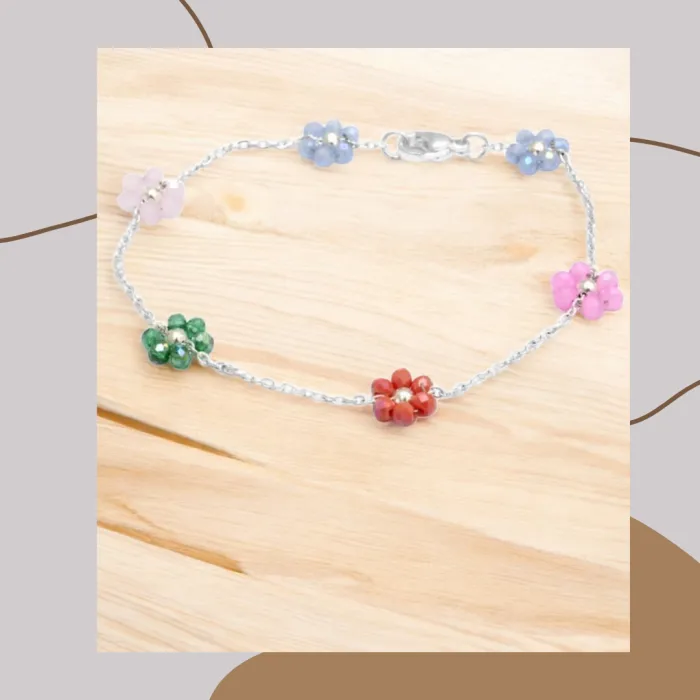 Pulsera Acero Blanco  florcitas