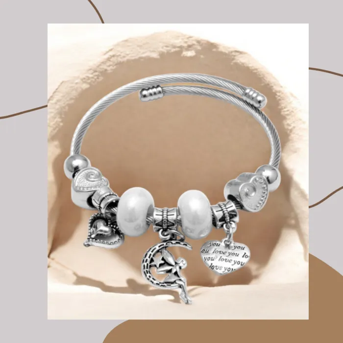 Pulsera acero charms hada lunar