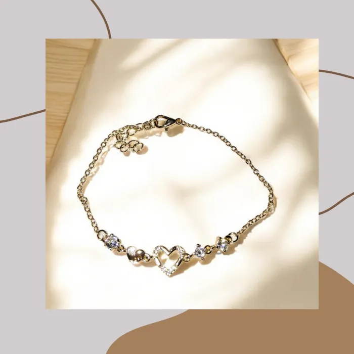 Pulsera Acero dorado corazon 17 a 20 cm