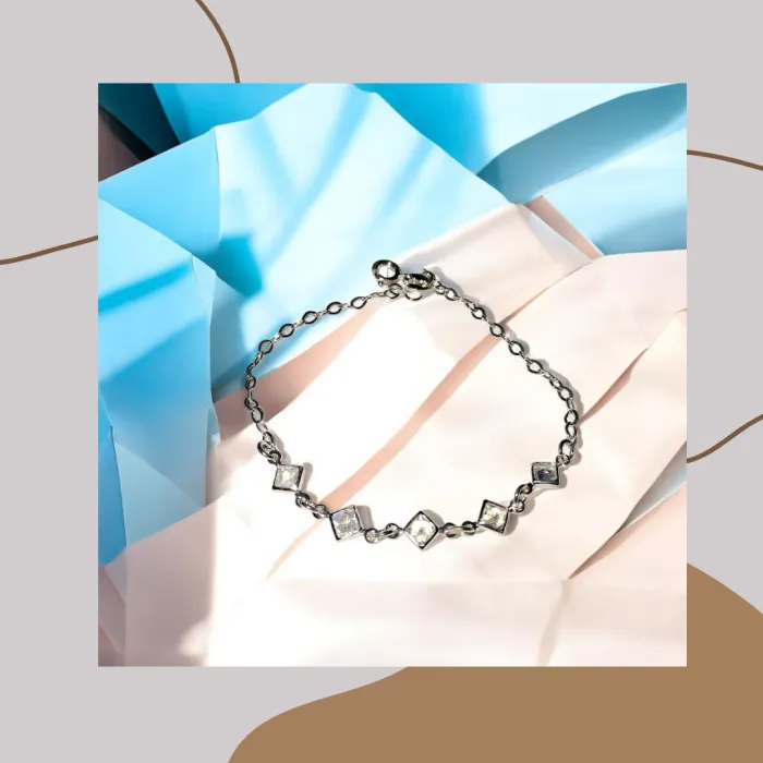 Pulsera Acero Blanco  cubic rombo