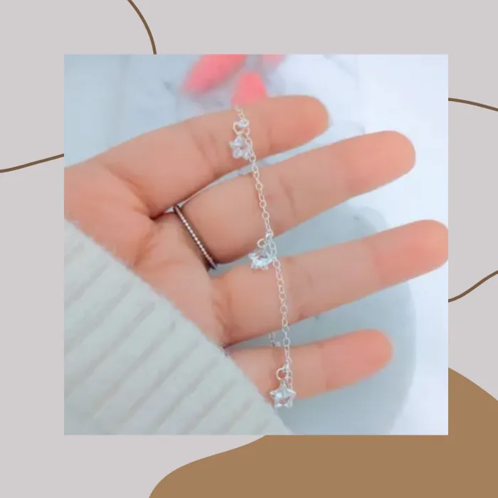 Pulsera Plata 925 estrellitas cubic 17 a 20 cm