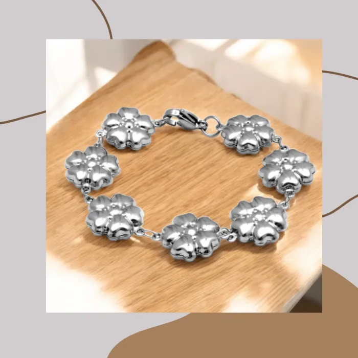 Pulsera acero chunky margaritas 18 cm