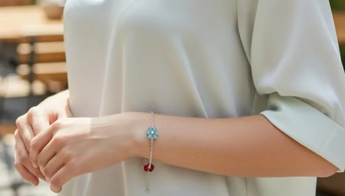 Pulsera Acero Blanco  florcitas 2