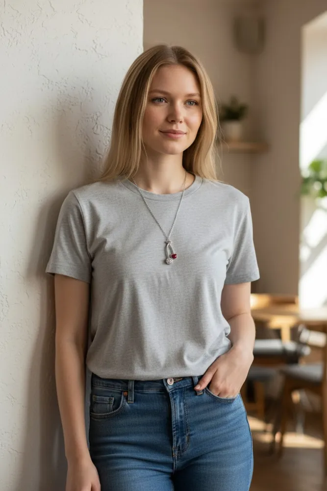 Collar de Acero Blanco con Cereza 2