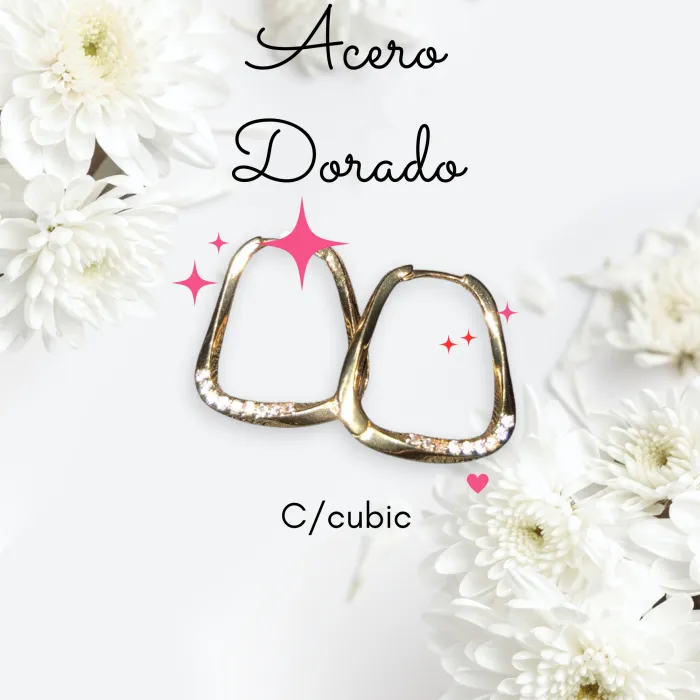 Aros de Acero Dorado con Brillo