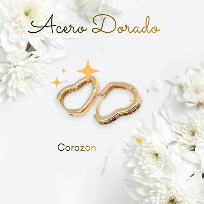 Aros Corazón de Acero Dorado