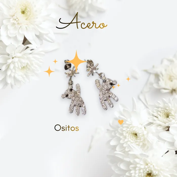 Aros de Acero con Ositos Brillantes