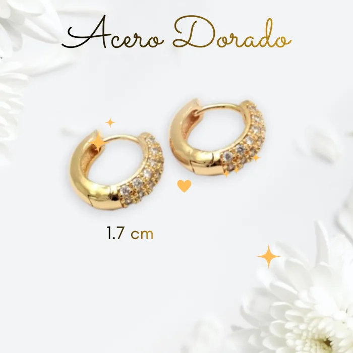 Aros de Acero Dorado con Brillo