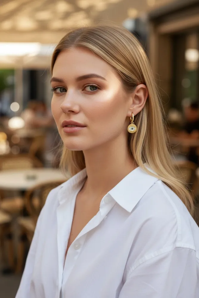 Aros de Acero Dorado Ojo Protector 2