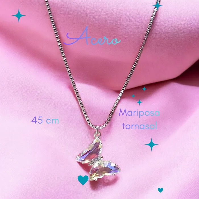 Collar Mariposa Tornasol de Acero