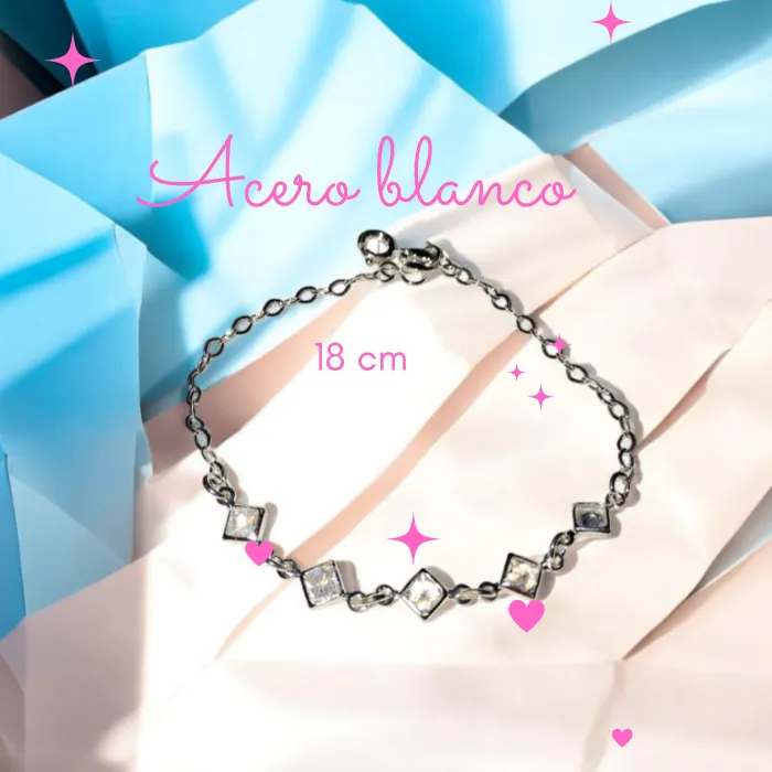 Pulsera de Acero Blanco con cubic