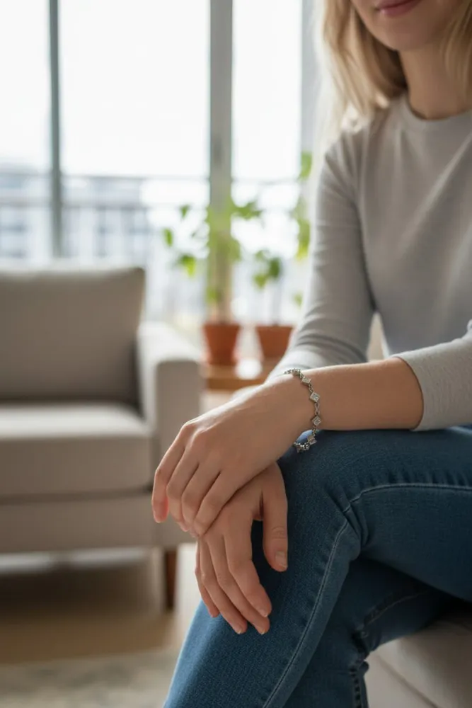 Pulsera de Acero Blanco con cubic 2