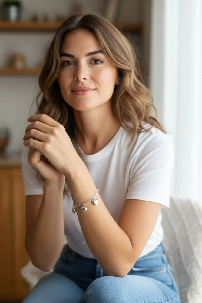 Pulsera de Acero con Corazones 18 cm 2