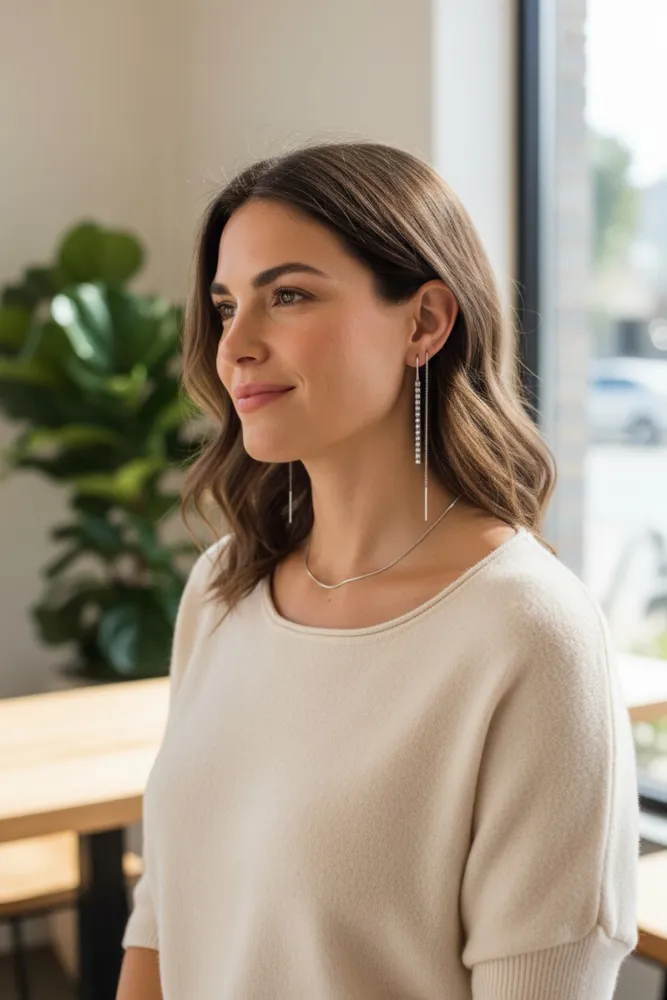 Aros de Acero Blanco con Brillantes 2