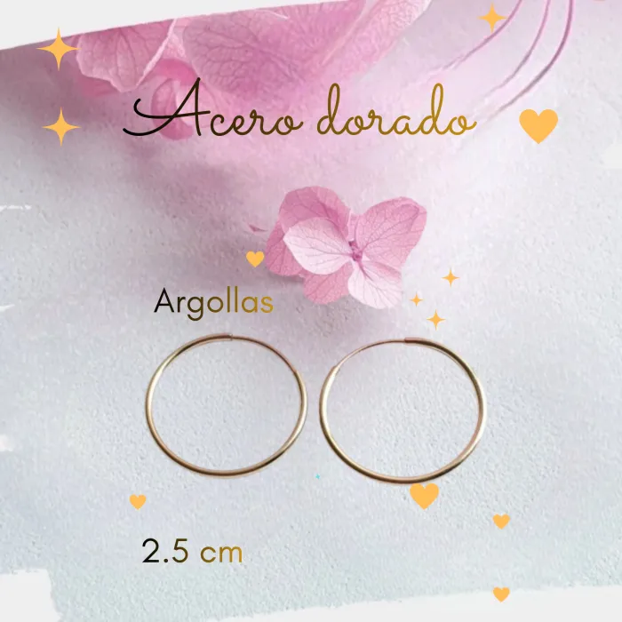 Aros de Acero Dorado 2 cm