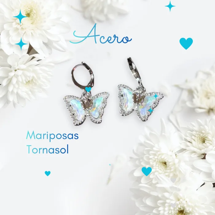 Aros Mariposas Tornasol de Acero