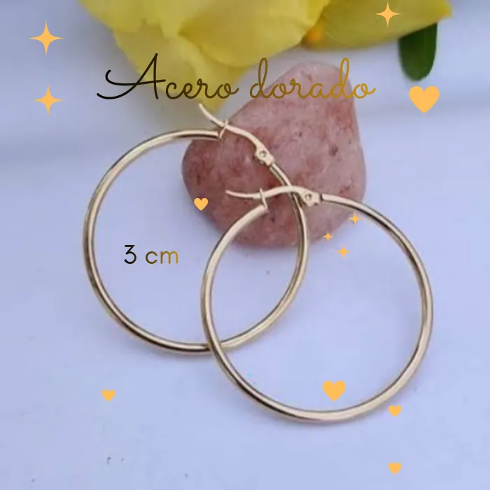 Aros de Acero Dorado 3 cm