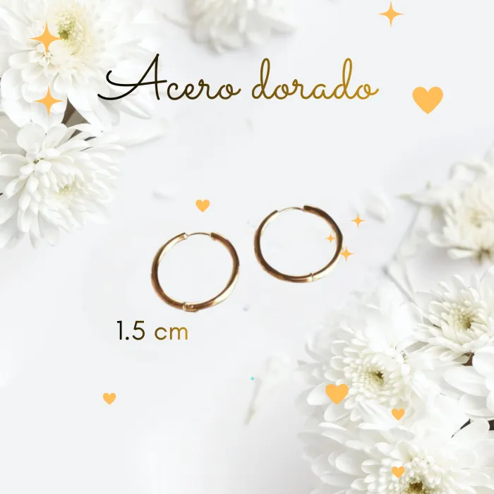 Aros de Acero Dorado 1.5 cm