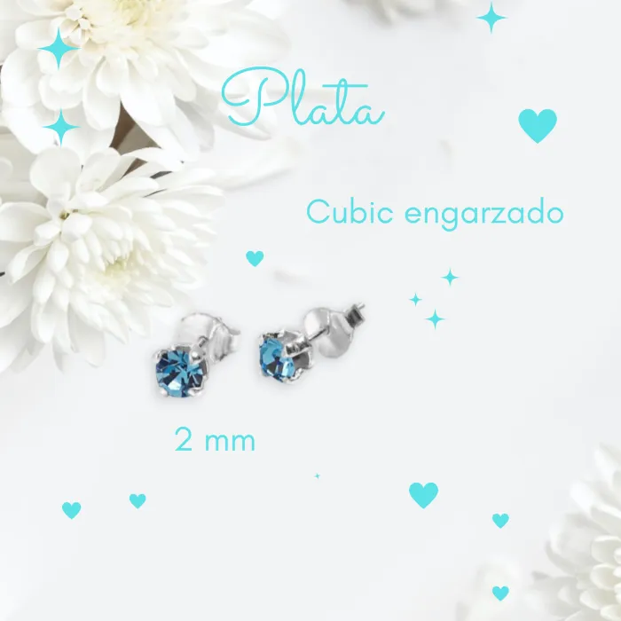 Aros de Plata con Cubic Engarzado 3mm