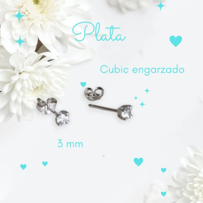 Aros de Plata con Cubic Engarzado 3mm