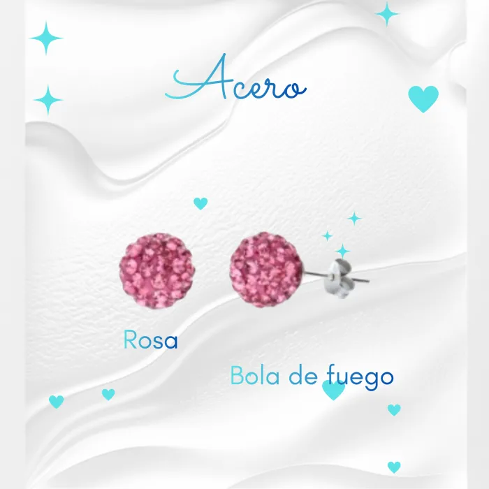 Aros de Acero Rosa Bola de Fuego