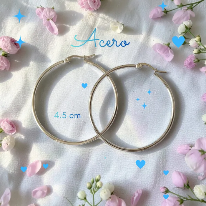 Aros Argollas de Acero 4.5 cm cierre italiano