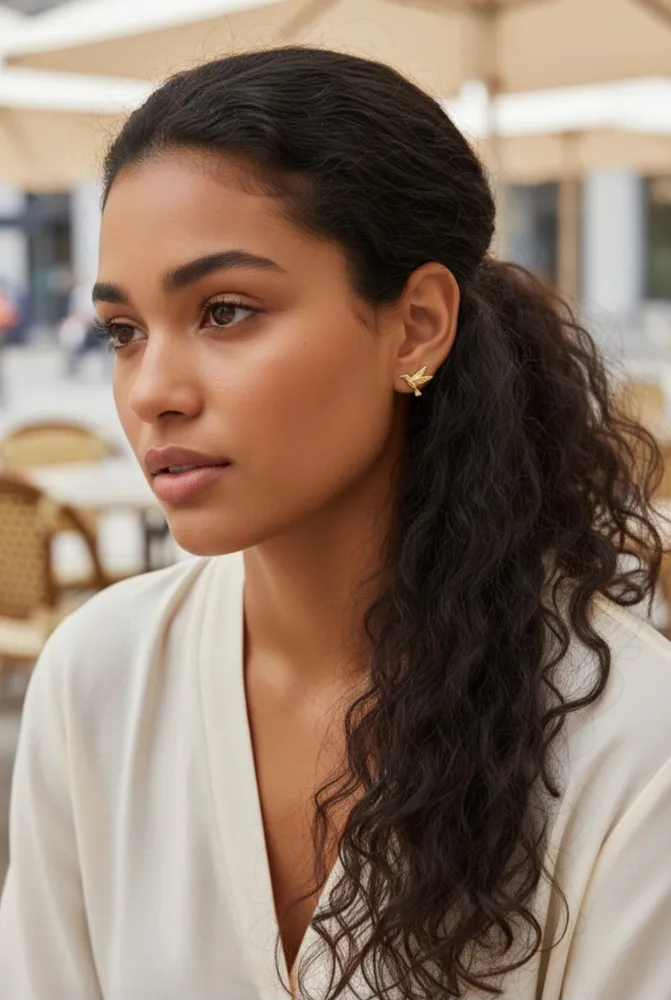 Aros Colibrí de Acero Dorado 2