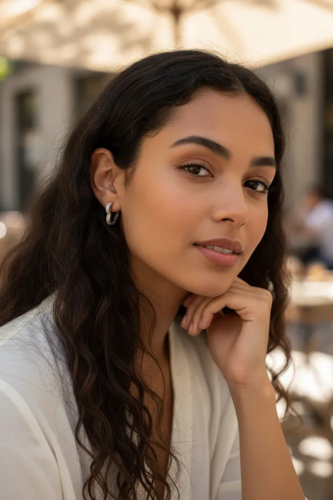 Aros de acero blanco corazón con cubic 2