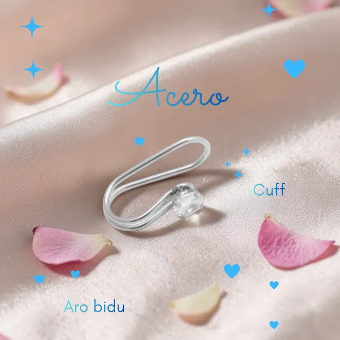 Aro Bidú Acero Cuff con Punto de Luz