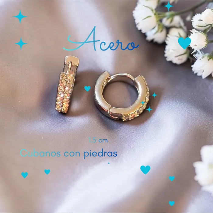 Aros de Acero con piedras 1.5 cm