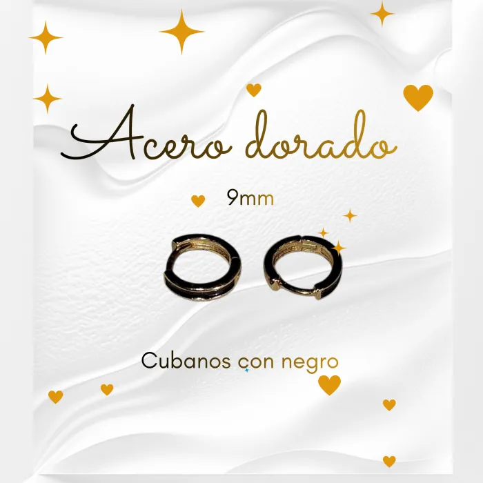 Aros de Acero Dorado Cubanos con Negro