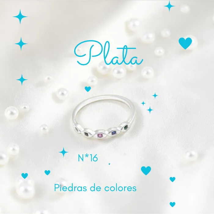 Anillo de Plata con Piedras de Colores N*16
