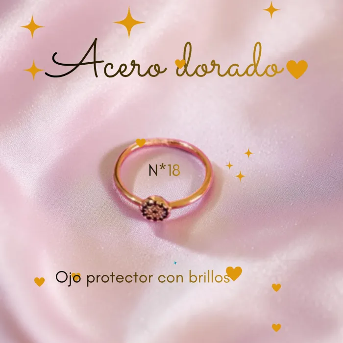Anillo de Acero Dorado con Ojo Protector N*18