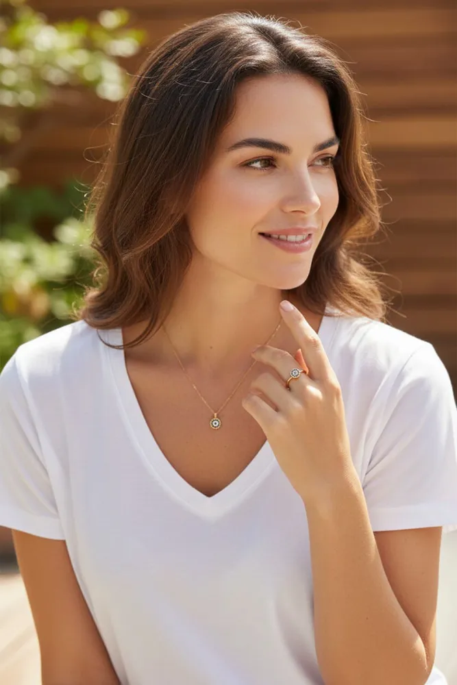 Anillo de Acero Dorado con Ojo Protector N*18 2