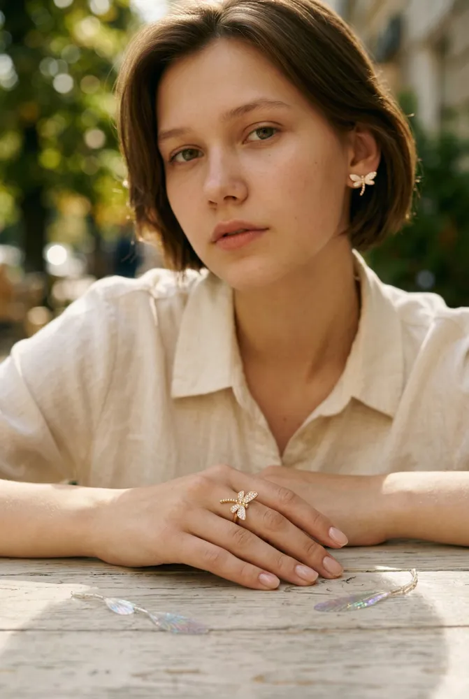 Anillo Giratorio de Acero Dorado N*16 2