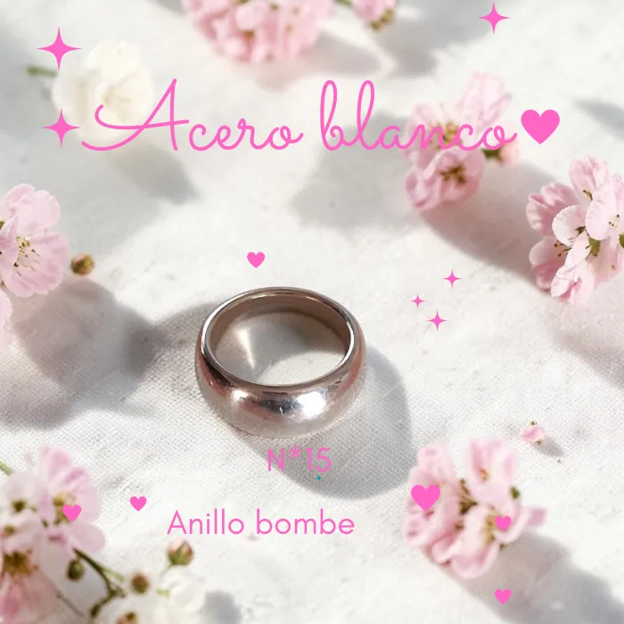 Anillo Bombe de Acero Blanco N*15