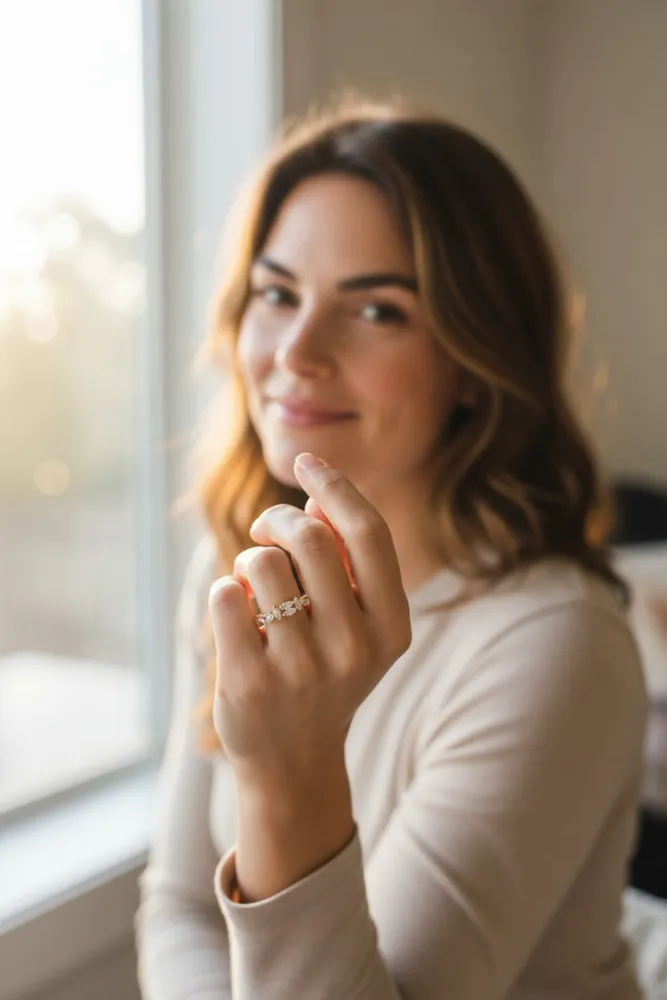 Anillo de acero dorado con piedras N*14 2
