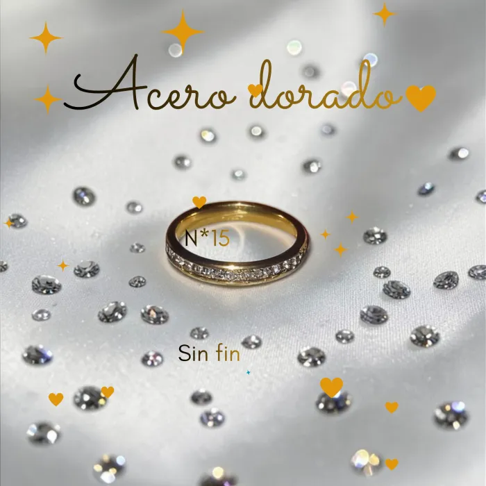 Anillo de Acero Dorado Sin Fin N°15