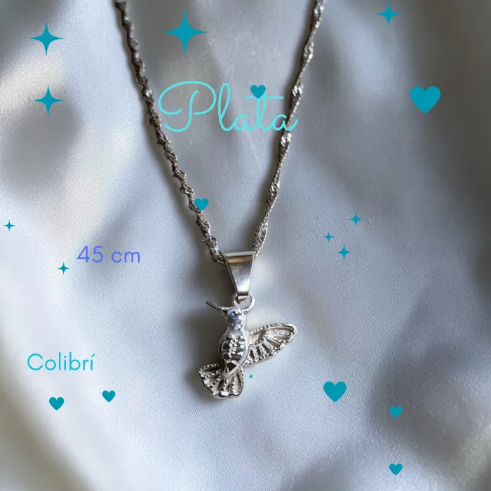 Collar de Plata Colibrí 45 cm