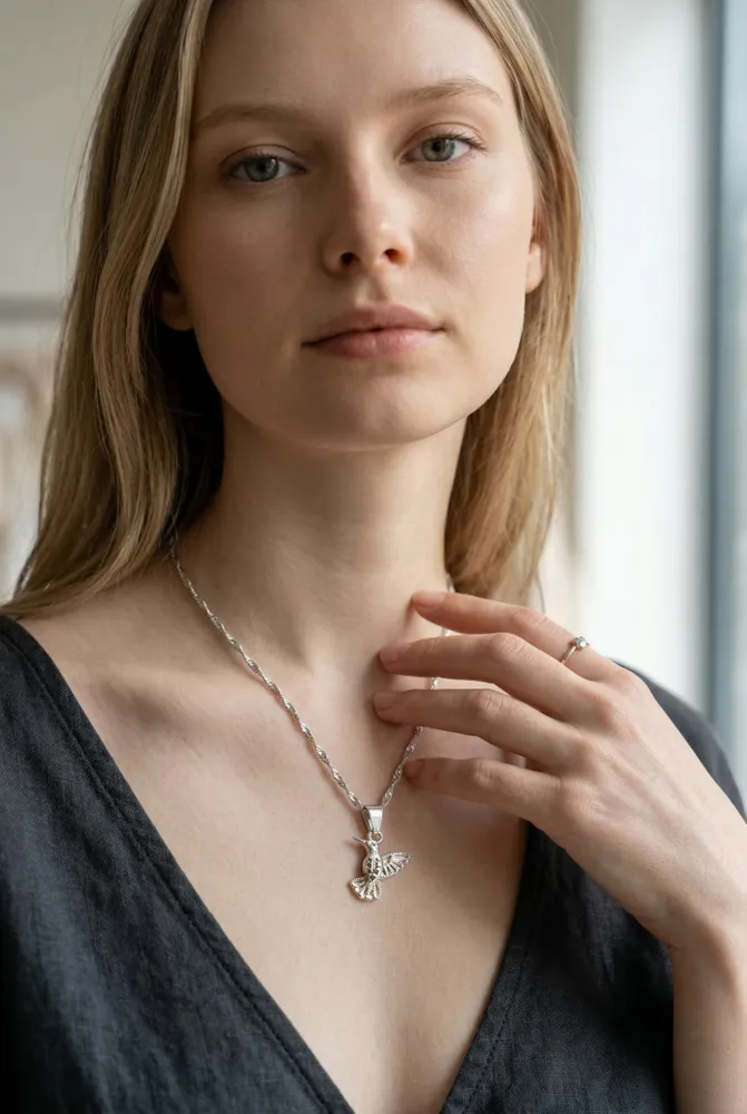 Collar de Plata Colibrí 45 cm 2