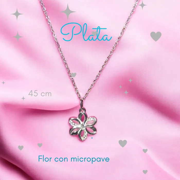Collar de Plata con Flor de Micropave