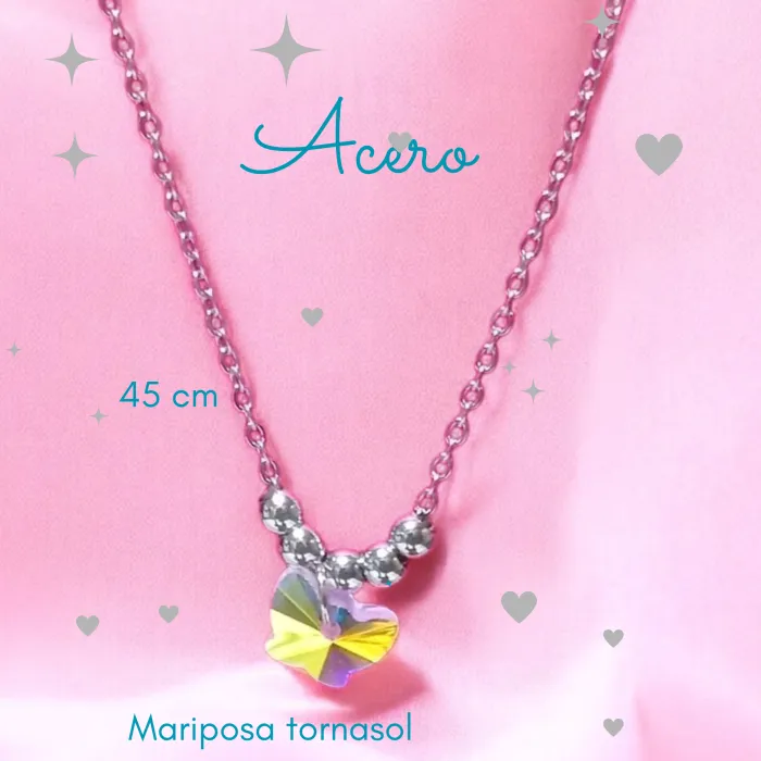 Collar Mariposa Tornasol de Acero