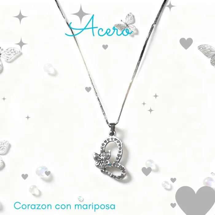 Collar Corazón con Mariposa