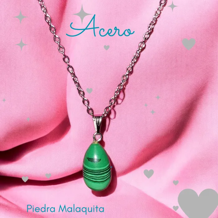 Collar de Malaquita en Acero