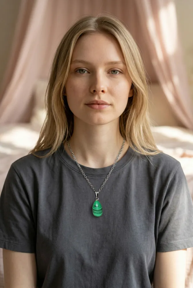 Collar de Malaquita en Acero 2