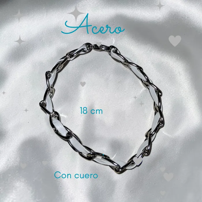 Pulsera de Acero con Cuero 18 cm