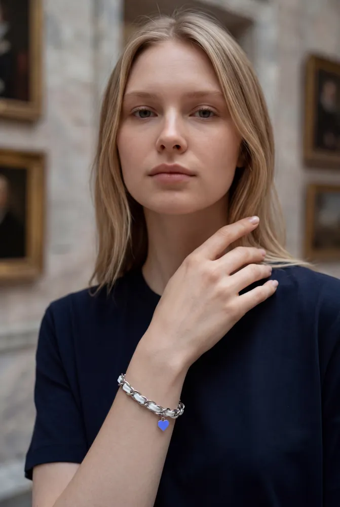 Pulsera de Acero con Cuero 18 cm 2