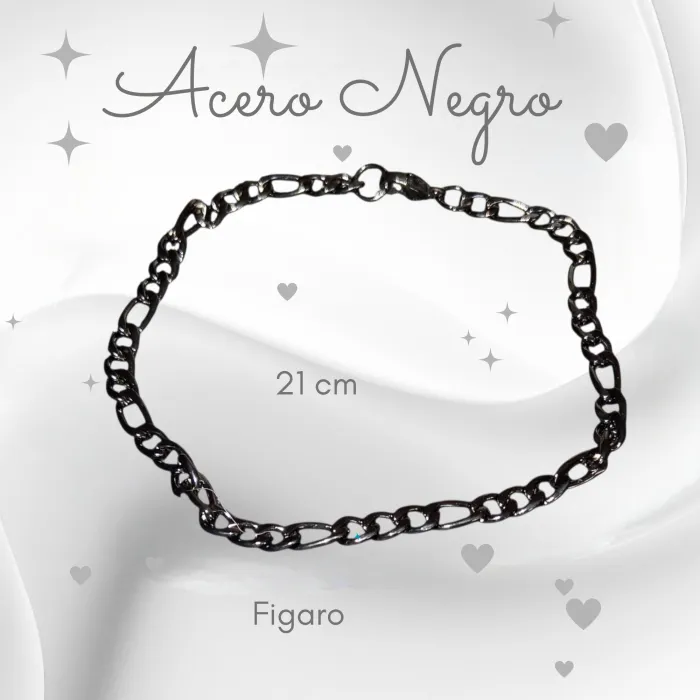 Pulsera de Acero Negro Figaro 21 cm